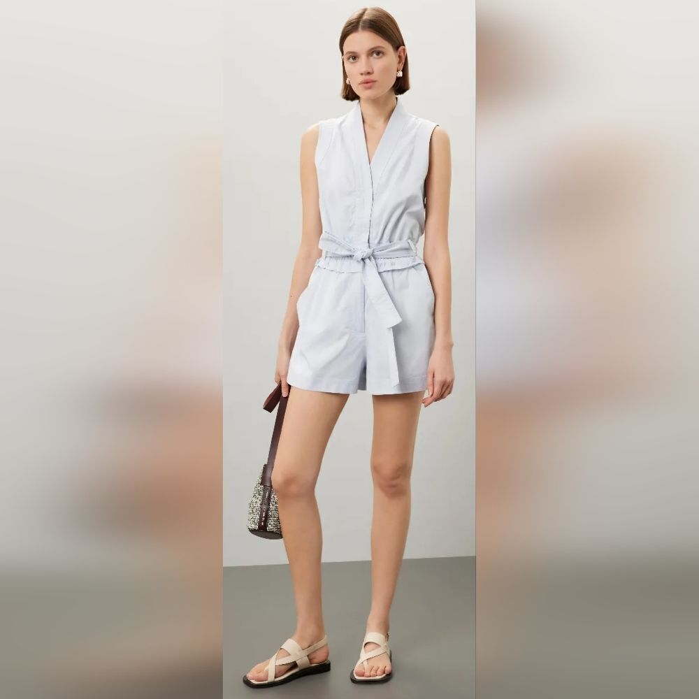 Derek Lam Light Blue Belted Romper (36)